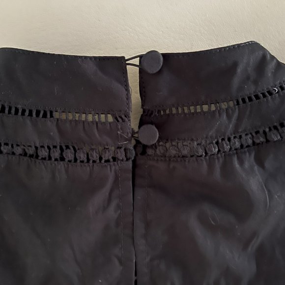 ❤️ J. CREW BLACK PEASANT BLOUSE TOP HIGH NECK CROCHET BALLOON SLEEVES BOHO SHIRT - Picture 10 of 12